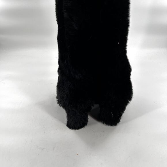 Jeffrey Campbell Fuzzie Boots 5.5 Black NWOT Faux Fur Tall Knee High Heel Glam - Picture 4 of 9